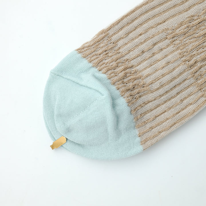 BUMPY PATCHWORK SOCKS BEIGE