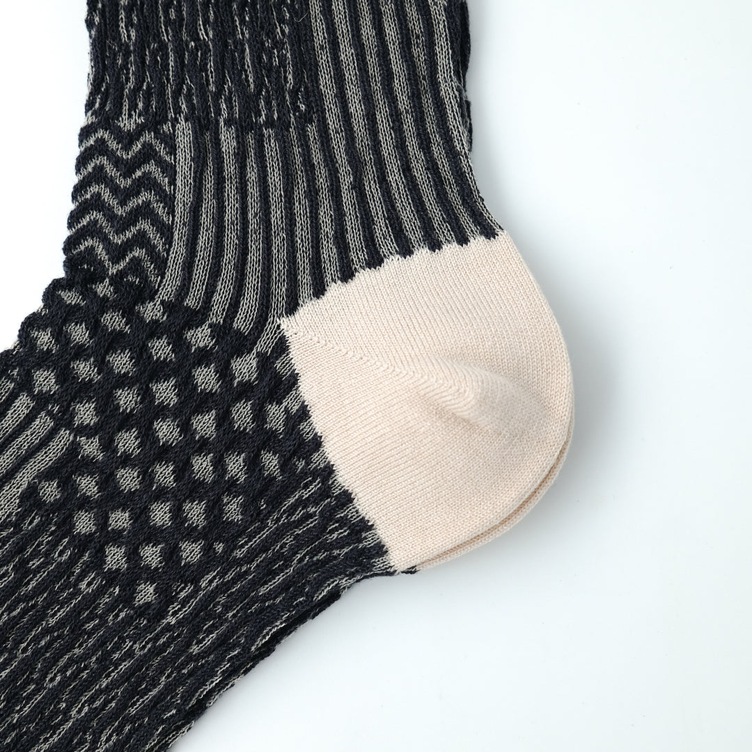 BUMPY PATCHWORK SOCKS CHARCOAL
