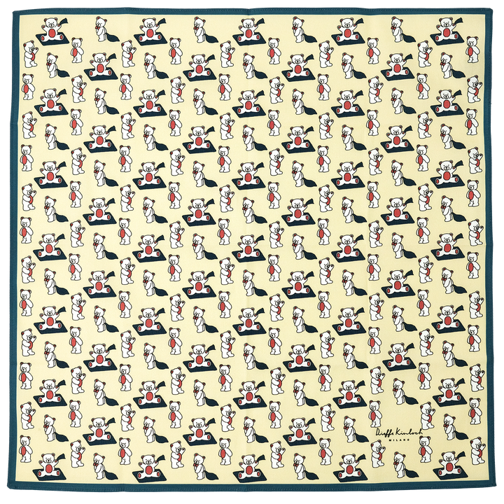 RUSSIA "ORSO" コットンハンカチーフ (クラシック)  BEIGE×BLUE