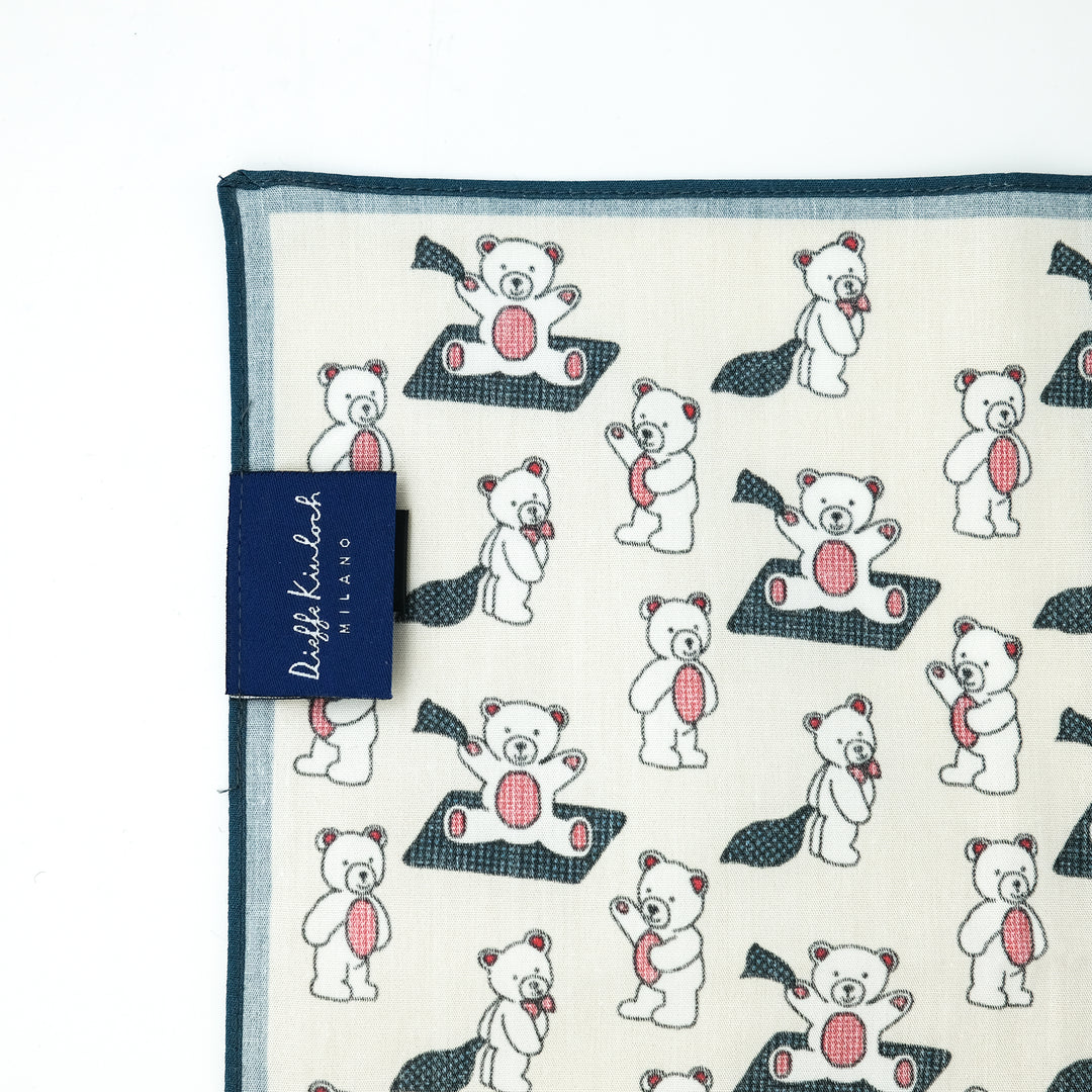 RUSSIA "ORSO" コットンハンカチーフ (クラシック)  BEIGE×BLUE