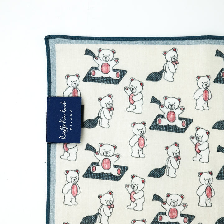 RUSSIA "ORSO" コットンハンカチーフ (クラシック)  BEIGE×BLUE