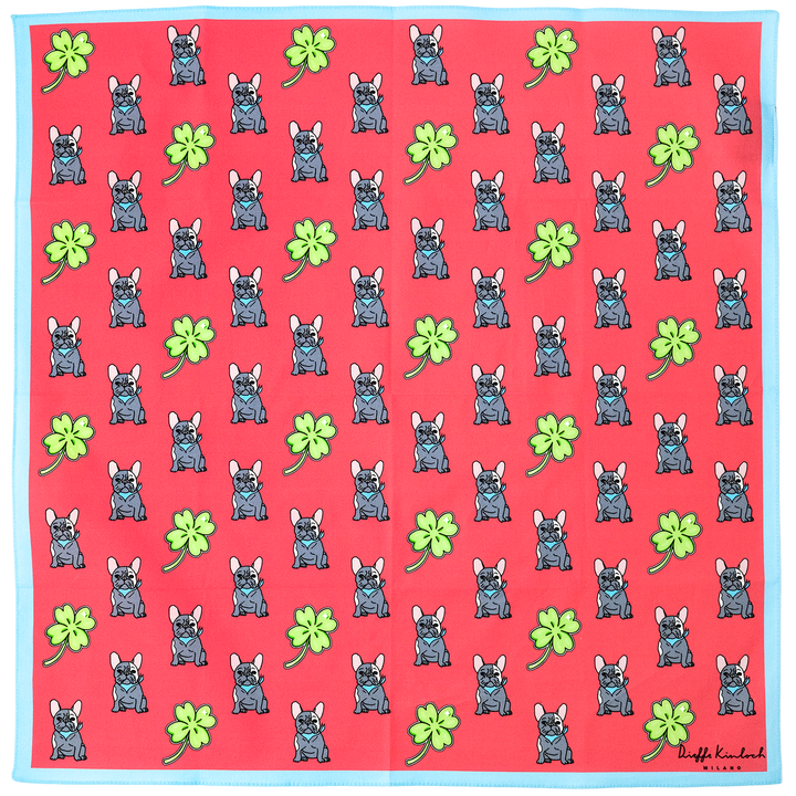 ORIGINAL "FRENCH BULLDOG" コットンハンカチーフ (クラシック)  PINK×BLUE