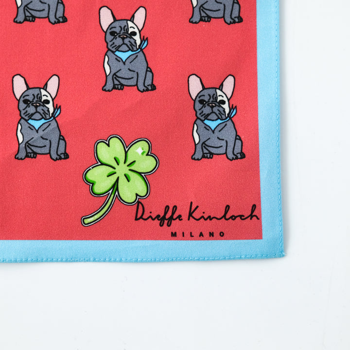 ORIGINAL "FRENCH BULLDOG" コットンハンカチーフ (クラシック)  PINK×BLUE