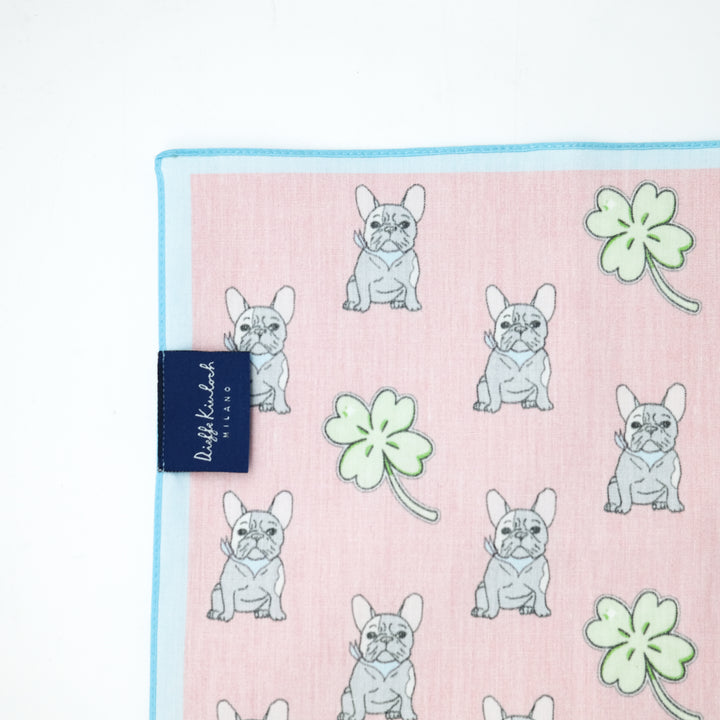 ORIGINAL "FRENCH BULLDOG" コットンハンカチーフ (クラシック)  PINK×BLUE