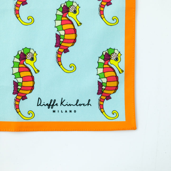 SICILY ”CAVALLUCCIO MARINO” コットンハンカチーフ (クラシック)  SAX×ORANGE