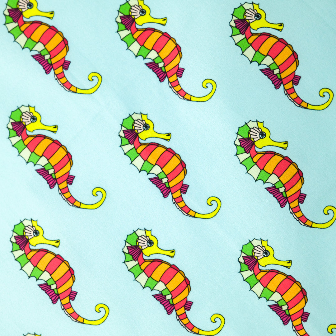 SICILY ”CAVALLUCCIO MARINO” コットンハンカチーフ (クラシック)  SAX×ORANGE