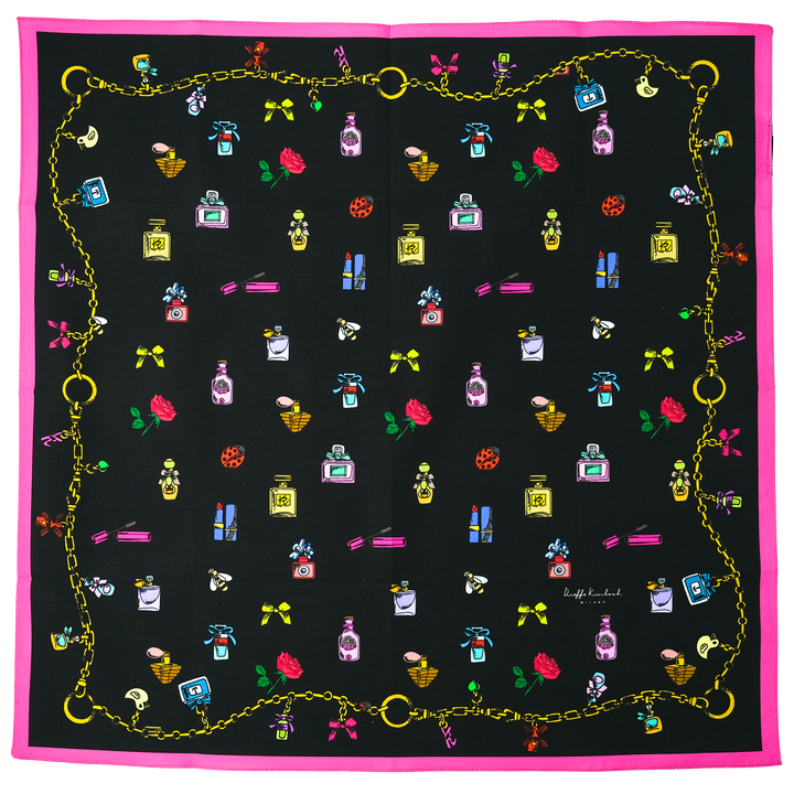 PARIS "BEAUTY 2" コットンハンカチーフ (クラシック)  BLACK×PINK