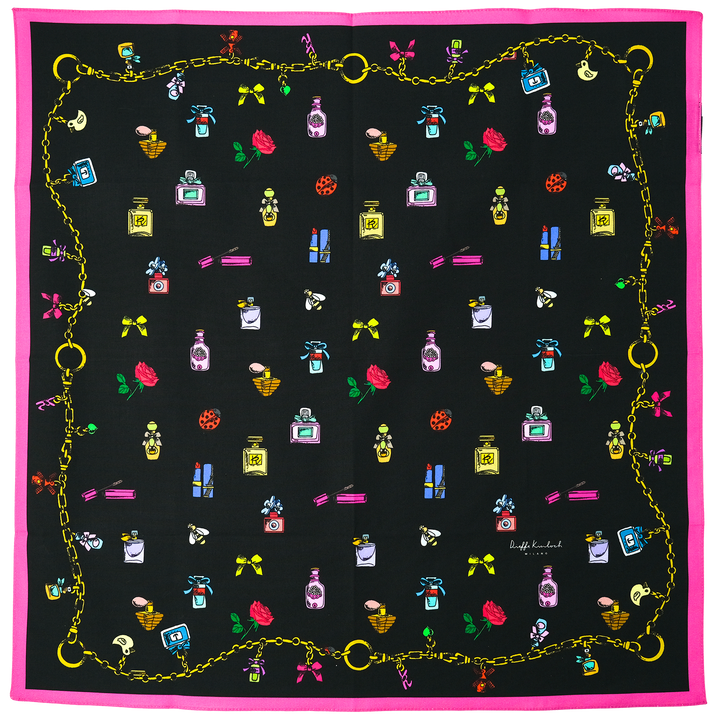 PARIS "BEAUTY 2" コットンハンカチーフ (クラシック)  BLACK×PINK
