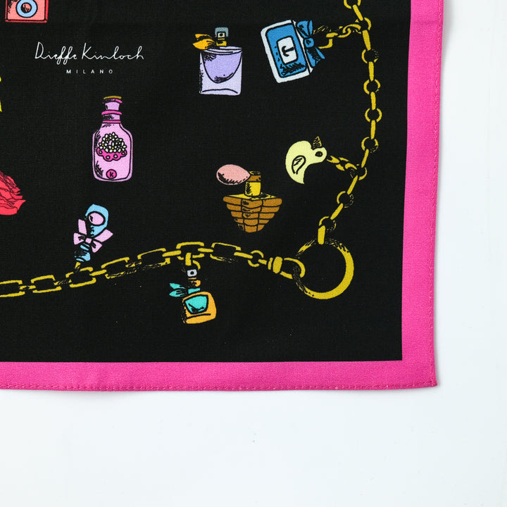 PARIS "BEAUTY 2" コットンハンカチーフ (クラシック)  BLACK×PINK