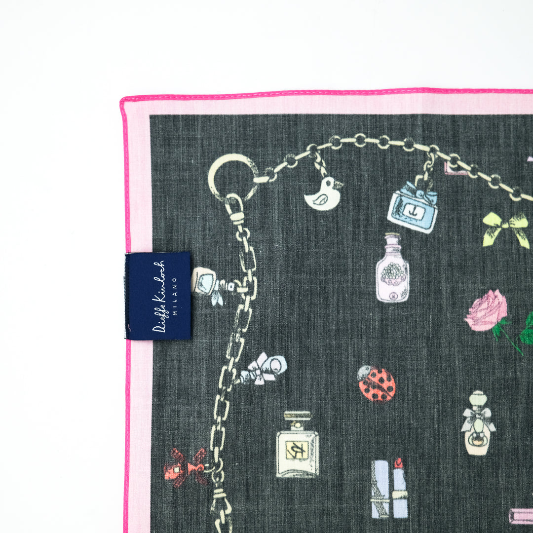 PARIS "BEAUTY 2" コットンハンカチーフ (クラシック)  BLACK×PINK