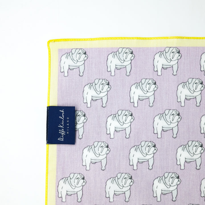 LONDON "BULLDOG ALL OVER" コットンハンカチーフ (クラシック) PURPLE×YELLOW