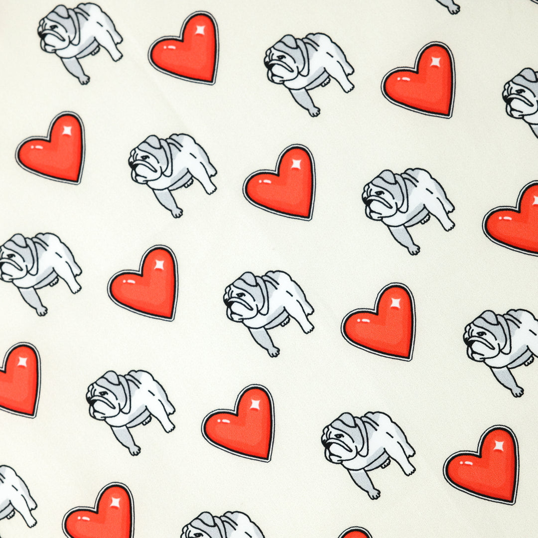 LONDON "BULLDOG ALL OVER" コットンハンカチーフ (クラシック)  IVORY×BLUE