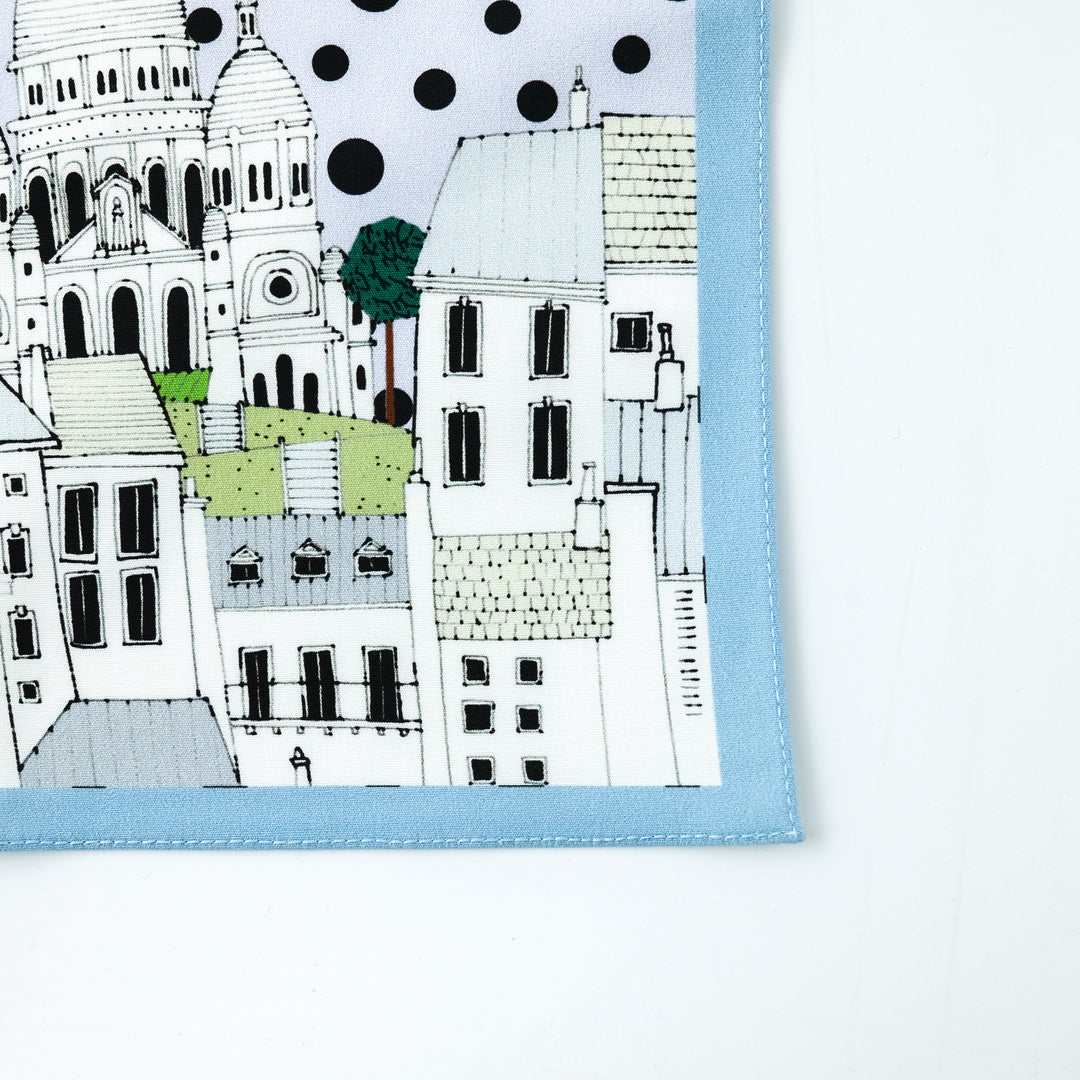 PARIS "SACRE COEUR POIS" コットンハンカチーフ (クラシック)  LIGHT PURPLE×BLUE