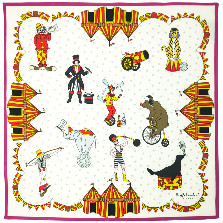 RUSSIA "CIRCO" コットンハンカチーフ (クラシック)  IVORY×PINK