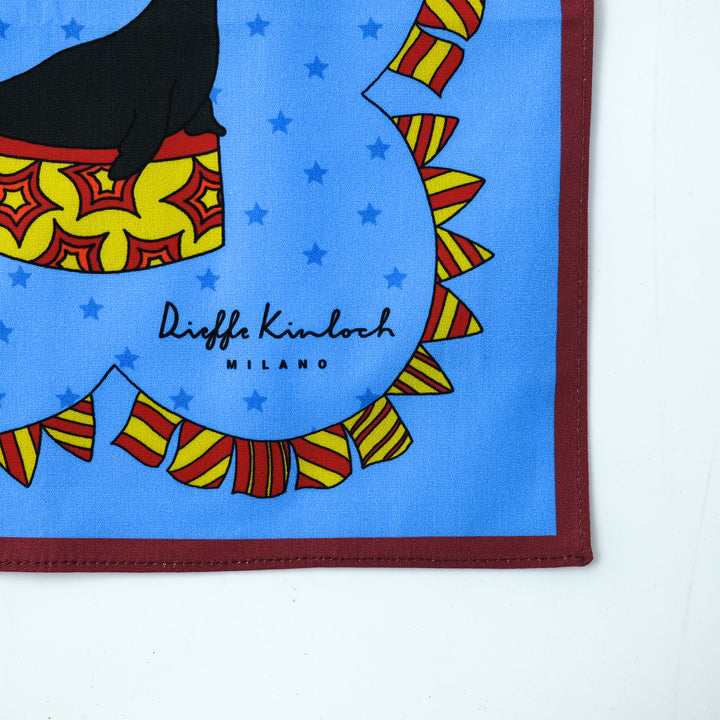 RUSSIA "CIRCO" コットンハンカチーフ (クラシック)  BLUE×BORDEAUX