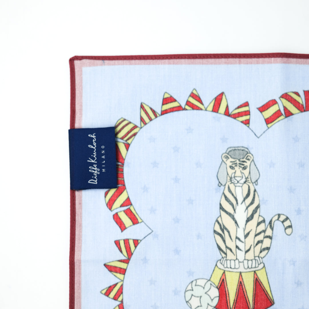 RUSSIA "CIRCO" コットンハンカチーフ (クラシック)  BLUE×BORDEAUX