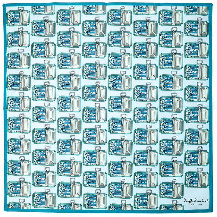 PORTUGAL "CANNED SARDINES AO" コットンハンカチーフ (クラシック)  SAX×BLUE