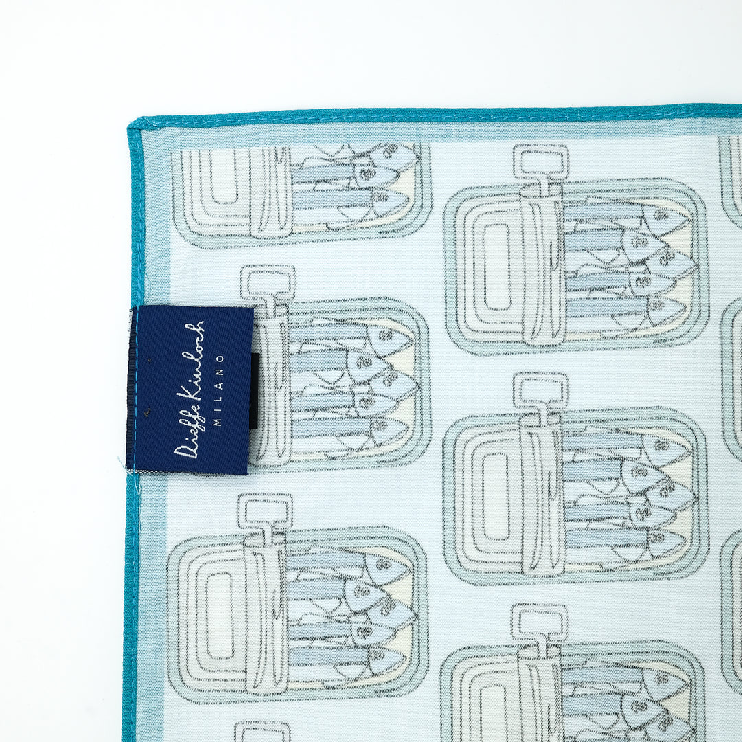 PORTUGAL "CANNED SARDINES AO" コットンハンカチーフ (クラシック)  SAX×BLUE