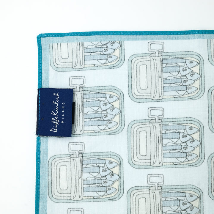 PORTUGAL "CANNED SARDINES AO" コットンハンカチーフ (クラシック)  SAX×BLUE