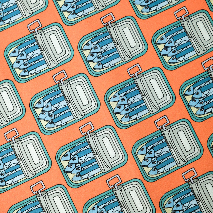 PORTUGAL "CANNED SARDINES AO" コットンハンカチーフ (クラシック)  ORANGE×BLUE