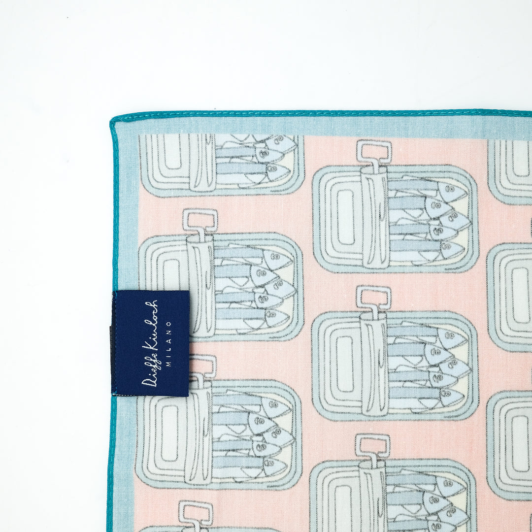 PORTUGAL "CANNED SARDINES AO" コットンハンカチーフ (クラシック)  ORANGE×BLUE