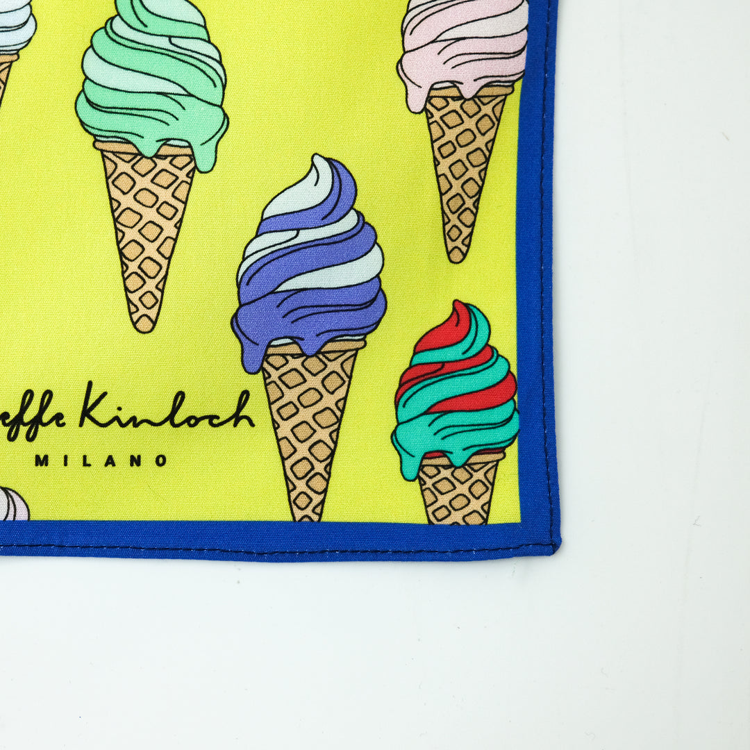 VENICE "ICE CREAM" コットンハンカチーフ (クラシック)  YELLOW×BLUE