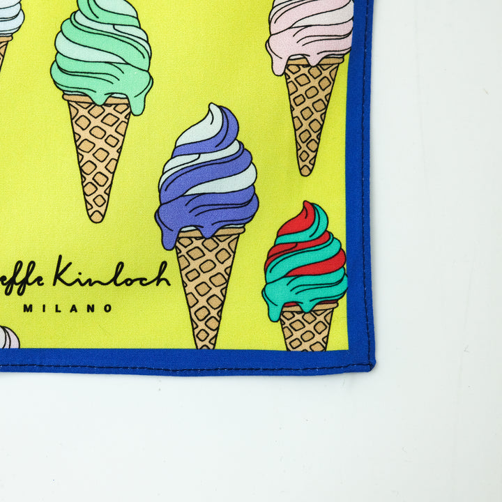 VENICE "ICE CREAM" コットンハンカチーフ (クラシック)  YELLOW×BLUE