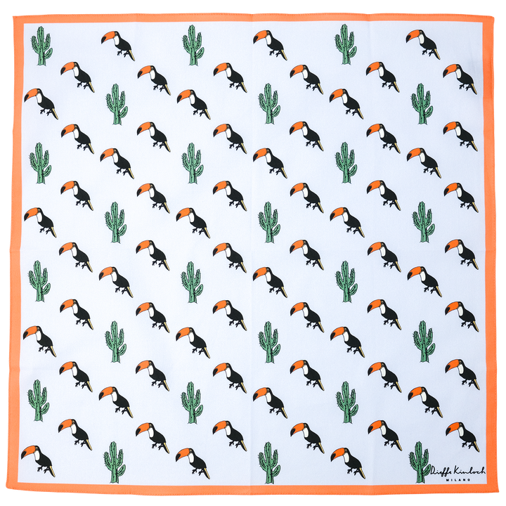 MEXICO "TOUCAN" コットンハンカチーフ (クラシック)  PURPLE×ORANGE