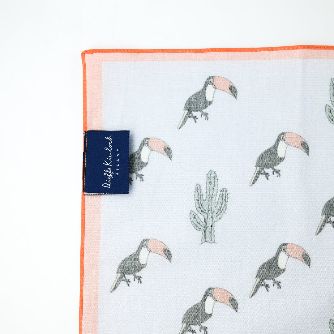 MEXICO "TOUCAN" コットンハンカチーフ (クラシック)  PURPLE×ORANGE