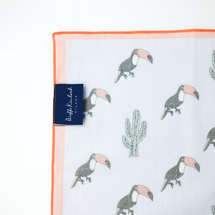 MEXICO "TOUCAN" コットンハンカチーフ (クラシック)  PURPLE×ORANGE