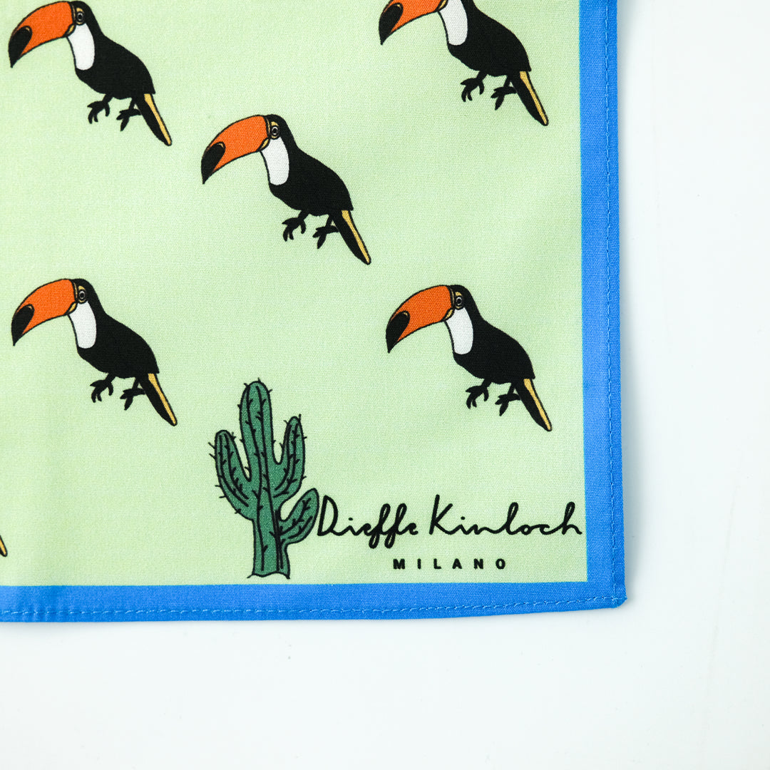 MEXICO "TOUCAN" コットンハンカチーフ (クラシック)  GREEN×BLUE