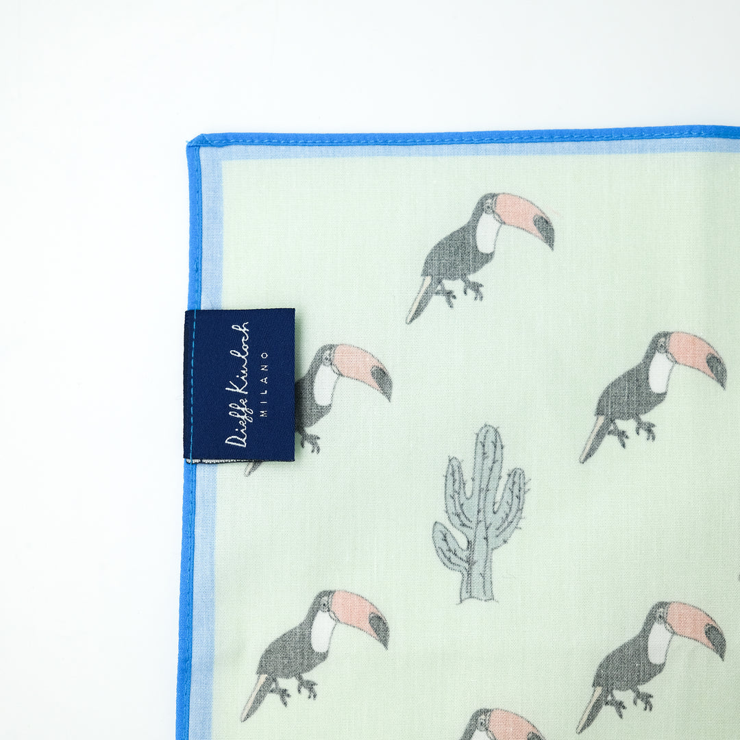 MEXICO "TOUCAN" コットンハンカチーフ (クラシック)  GREEN×BLUE