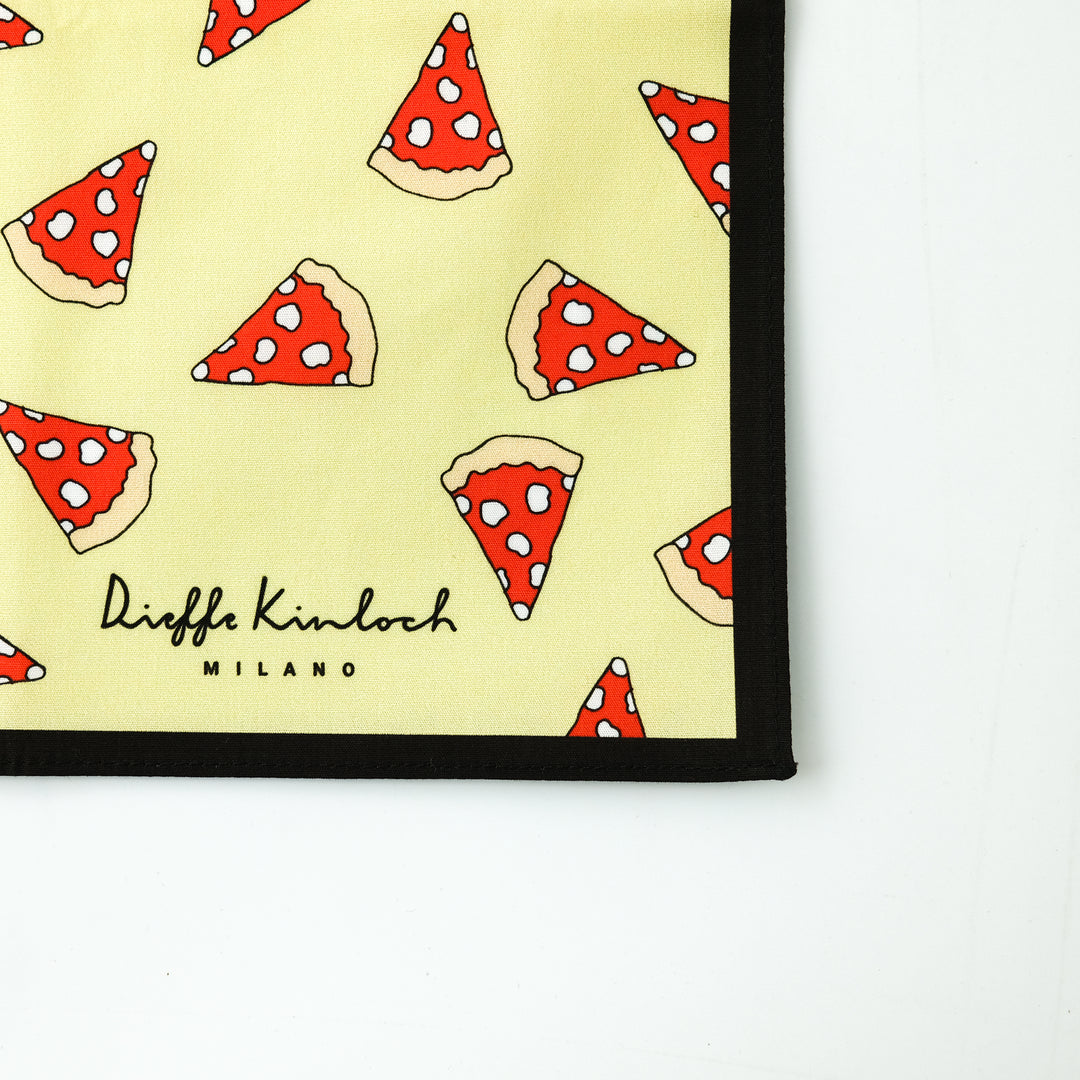 NAPOLI "PIZZA ALL OVER" コットンハンカチーフ (クラシック)  YELLOW×BROWN