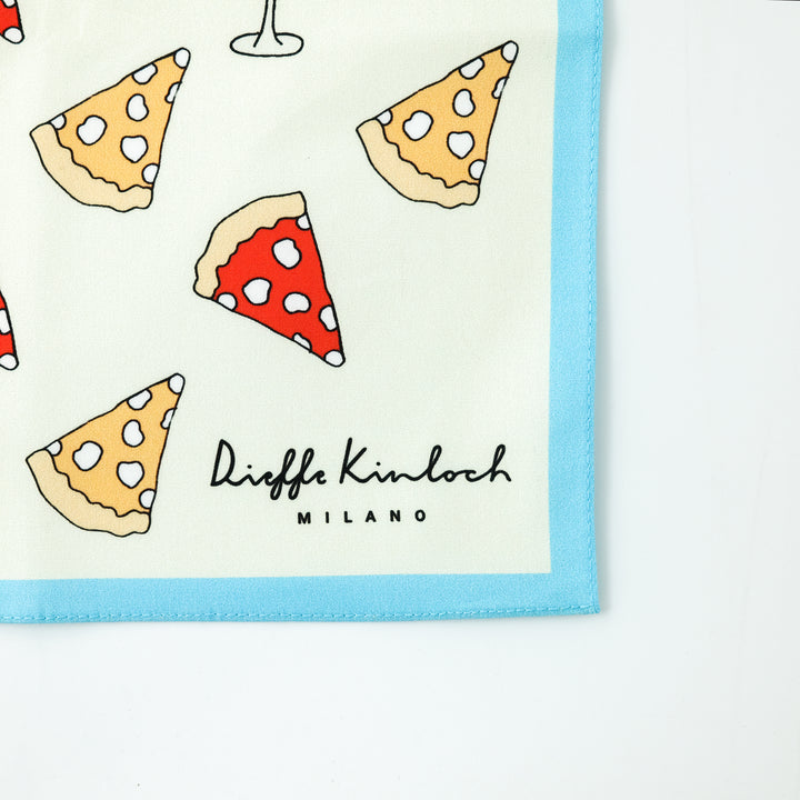 NAPOLI "PIZZA ＆WINE" コットンハンカチーフ (クラシック)  CREAM×BLUE
