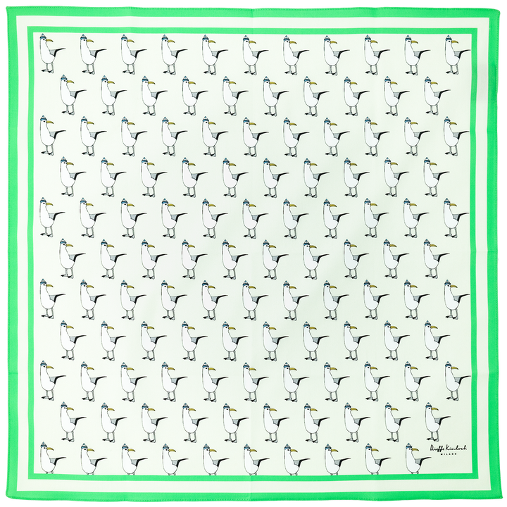 VENEZIA ”SEAGULL” コットンハンカチーフ (クラシック)  CREAM×GREEN