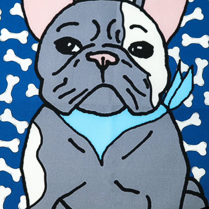 ORIGINAL "FRENCH BULLDOG 2" コットンハンカチーフ (クラシック)  BLUE×RED