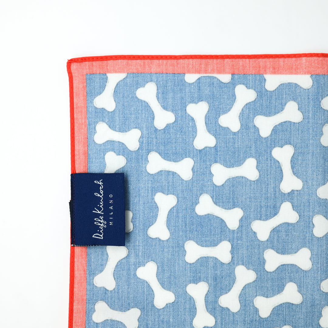 ORIGINAL "FRENCH BULLDOG 2" コットンハンカチーフ (クラシック)  BLUE×RED