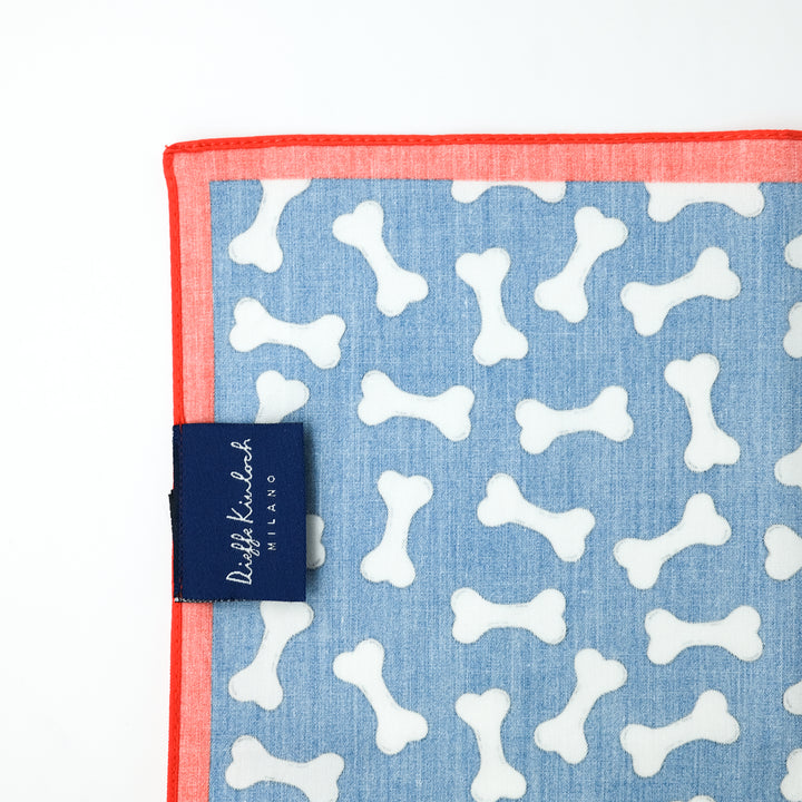 ORIGINAL "FRENCH BULLDOG 2" コットンハンカチーフ (クラシック)  BLUE×RED