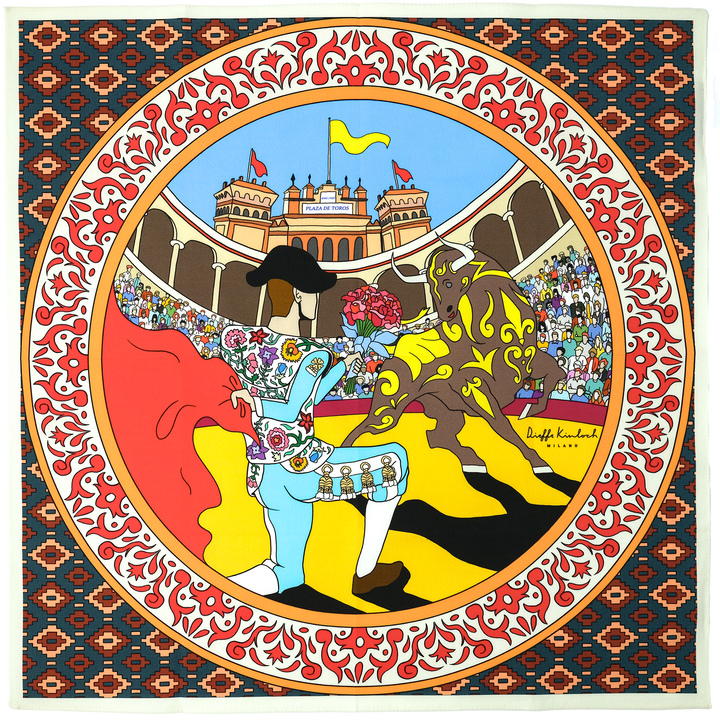 MADRID ”THE BULLING”コットンハンカチーフ (クラシック) SILVER