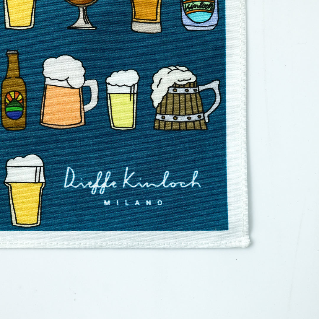 AMSTERDAM "BEER ALL OVER" コットンハンカチーフ (クラシック)  BLUE×WHITE