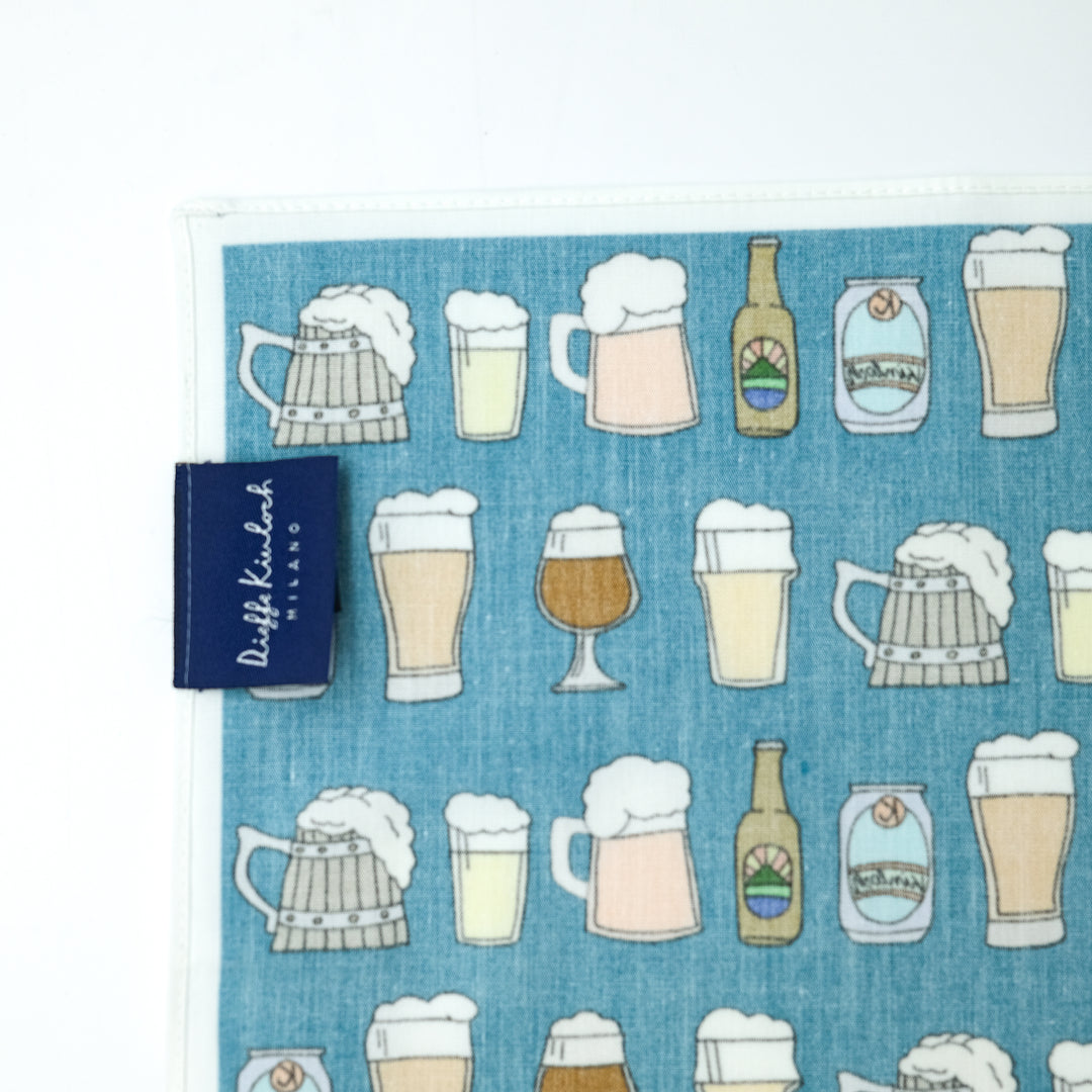 AMSTERDAM "BEER ALL OVER" コットンハンカチーフ (クラシック)  BLUE×WHITE