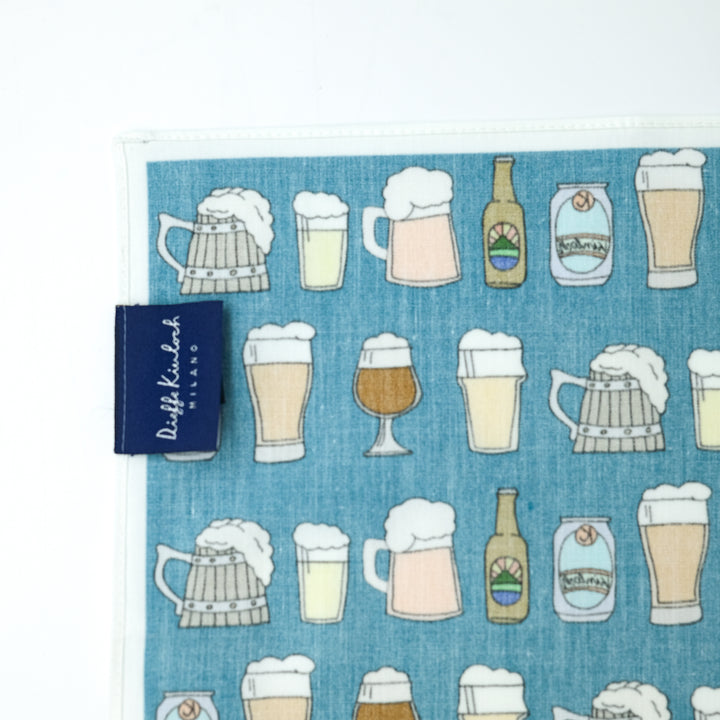 AMSTERDAM "BEER ALL OVER" コットンハンカチーフ (クラシック)  BLUE×WHITE