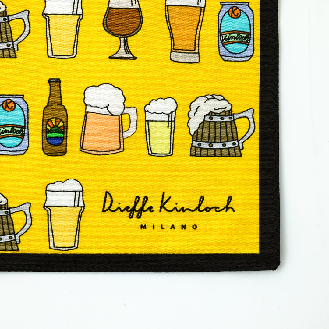 AMSTERDAM "BEER ALL OVER" コットンハンカチーフ (クラシック) YELLOW×BROWN