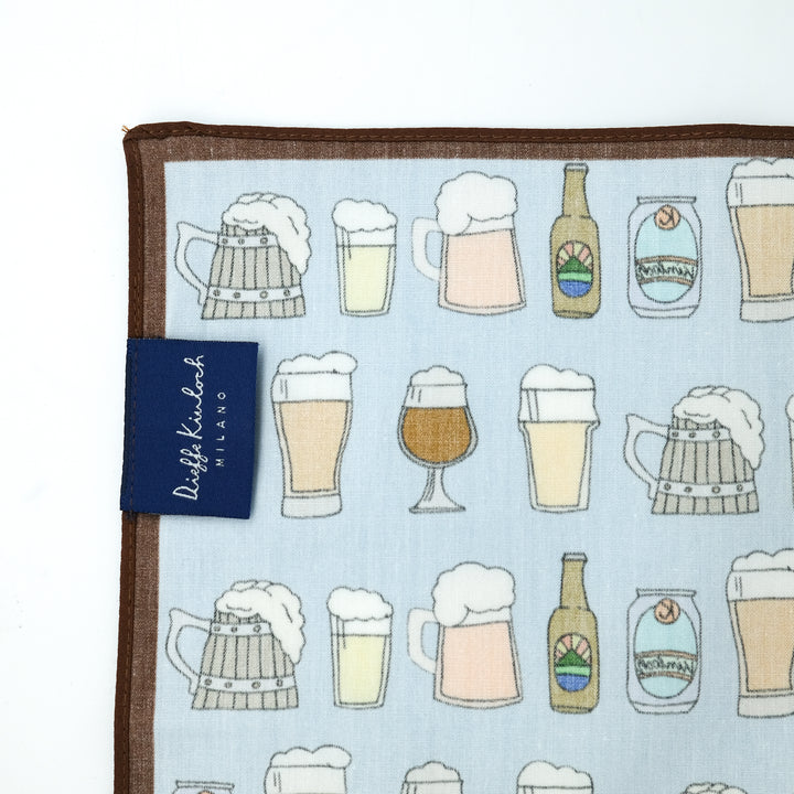 AMSTERDAM "BEER ALL OVER" コットンハンカチーフ (クラシック)  SAX×BROWN