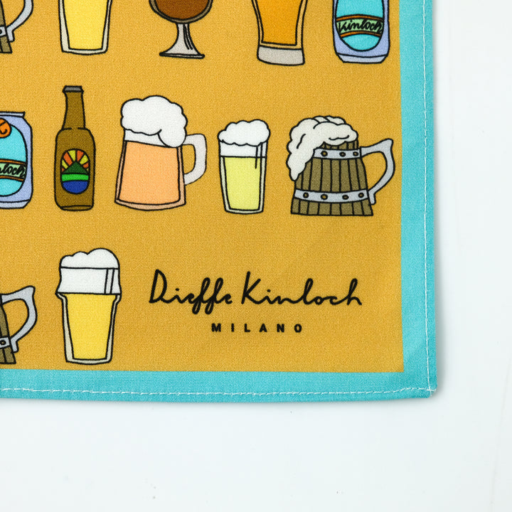 AMSTERDAM "BEER ALL OVER" コットンハンカチーフ (クラシック)  BEIGE×EMERALD