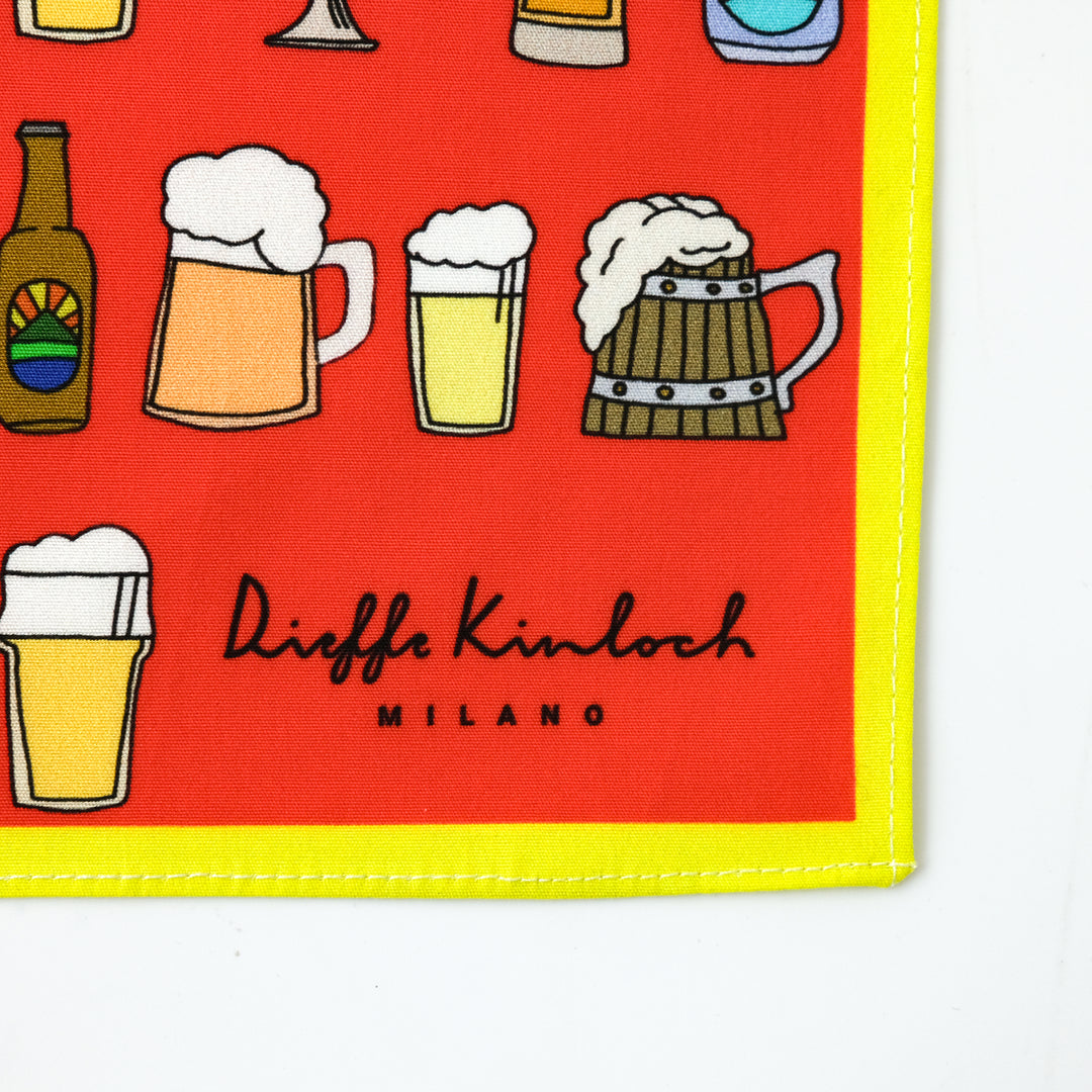 AMSTERDAM "BEER ALL OVER" コットンハンカチーフ (クラシック)  RED×YELLOW