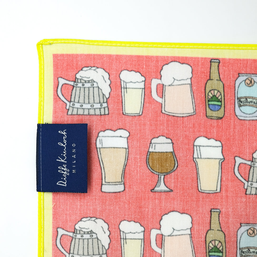 AMSTERDAM "BEER ALL OVER" コットンハンカチーフ (クラシック)  RED×YELLOW