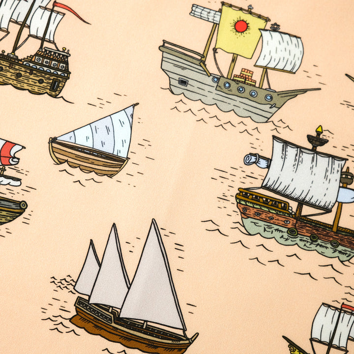 PORTUGAL "CARAVELS"  コットンハンカチーフ (クラシック)  ORANGE×BLUE