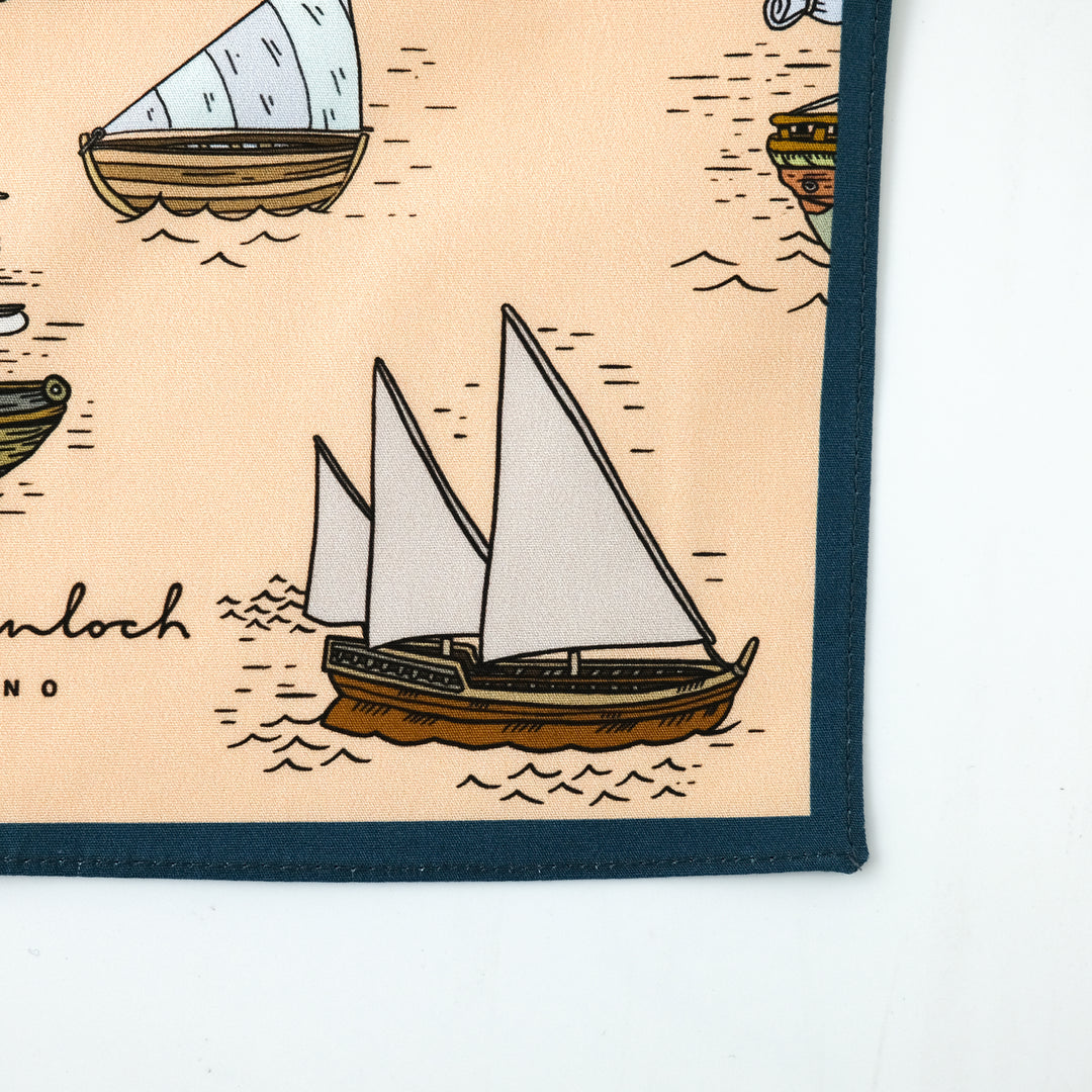 PORTUGAL "CARAVELS"  コットンハンカチーフ (クラシック)  ORANGE×BLUE