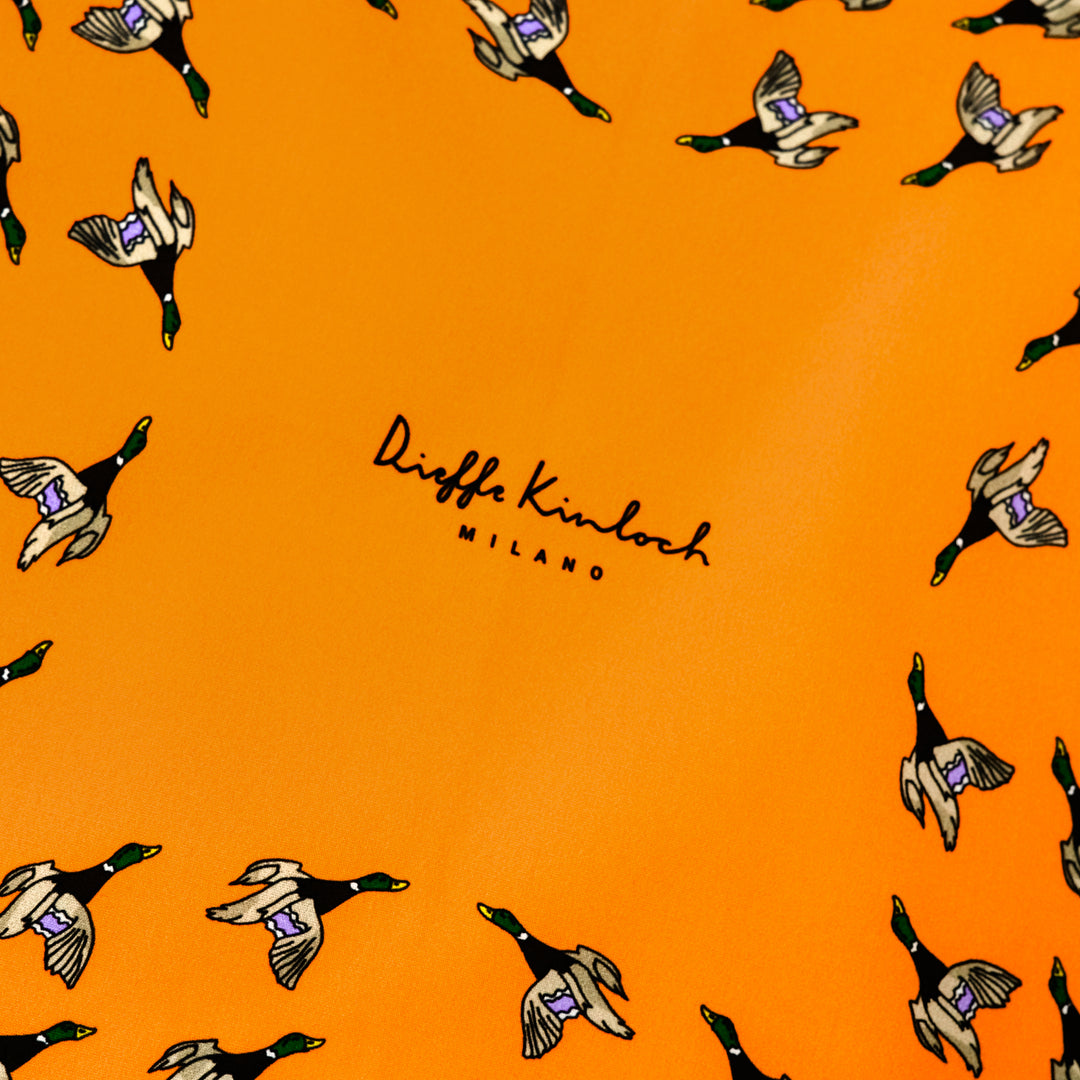 LONDON "CACCIA"  コットンハンカチーフ (クラシック)  ORANGE×GREEN